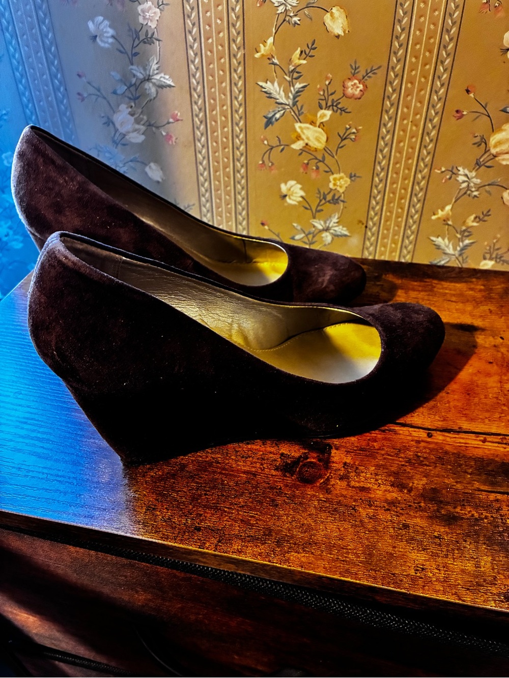 Bandolino Dark Brown Suede Wedge Pumps